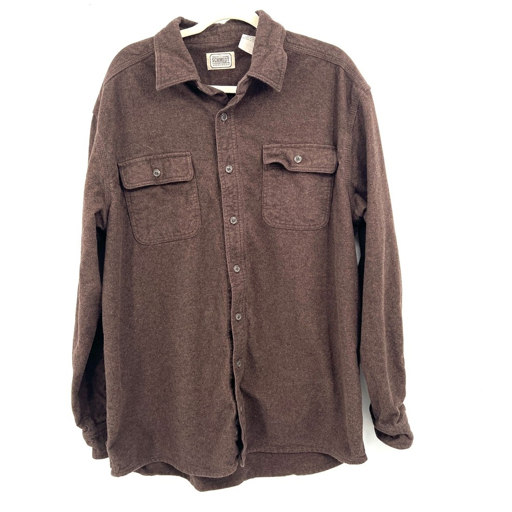Schmidt workwear heavyweight flannel chamois button front shirt outdoor XLT XL